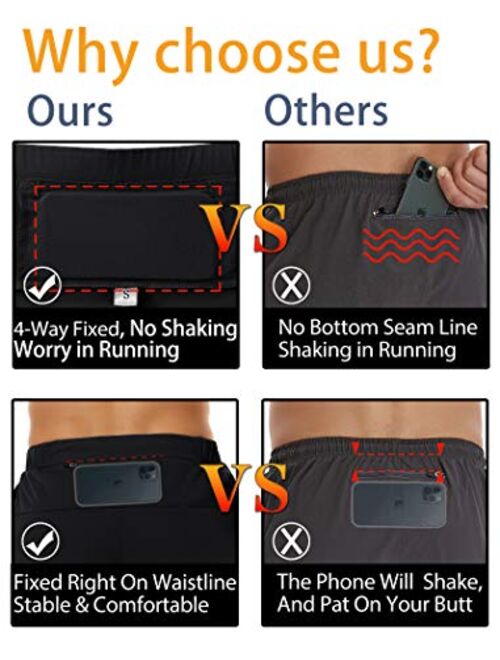 TELALEO Men's 7" Workout Running Shorts Zipper Phone Pocket Athletic Training Gym