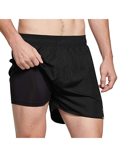 Buy BALEAF Men's 3 inches 2 in 1 Running Shorts Athletic Quick Dry Back ...