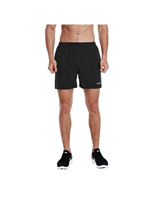 EZRUN Men's 5 Inches Running Workout Shorts Quick Dry Lightweight Athletic Shorts with Liner Zipper Pockets