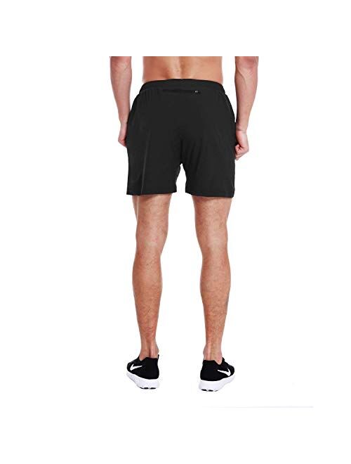 EZRUN Men's 5 Inches Running Workout Shorts Quick Dry Lightweight Athletic Shorts with Liner Zipper Pockets