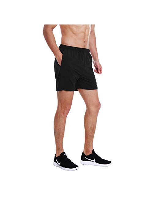 EZRUN Men's 5 Inches Running Workout Shorts Quick Dry Lightweight Athletic Shorts with Liner Zipper Pockets