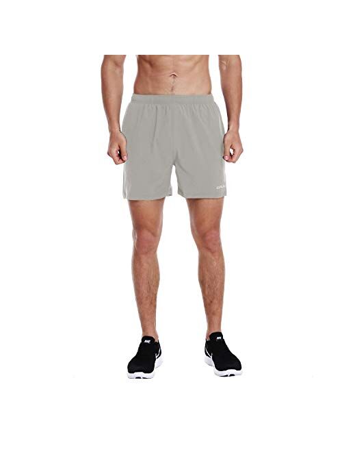 EZRUN Men's 5 Inches Running Workout Shorts Quick Dry Lightweight Athletic Shorts with Liner Zipper Pockets