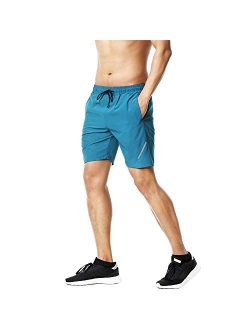 Tesuwel Men's Workout Running Shorts Quick Dry Athletic Sports Gym Shorts with Zip Pockets