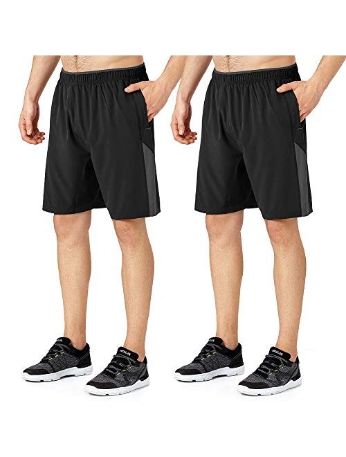 Tesuwel Men's Workout Running Shorts Quick Dry Athletic Sports Gym Shorts with Zip Pockets