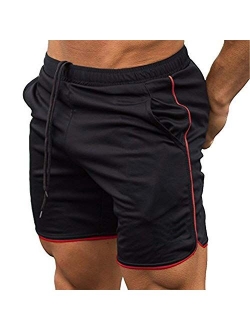 Men's Fitted Workout Shorts Bodybuilding Sporting Running Training Jogger Gym Short Pants with Pockets