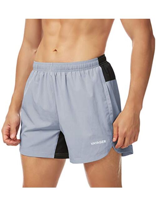 VAYAGER Men's 5 Inch Running Shorts Quick Dry Athletic Workout Training & Gym Shorts with Liner and Zipper Pockets