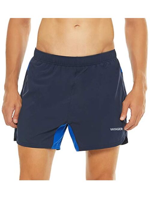 VAYAGER Men's 5 Inch Running Shorts Quick Dry Athletic Workout Training & Gym Shorts with Liner and Zipper Pockets