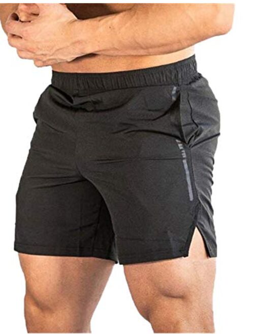 YKB Gym Men's Running Shorts Training Quick Dry Fit Athletic Workout Jogger Short Pants with Pockets