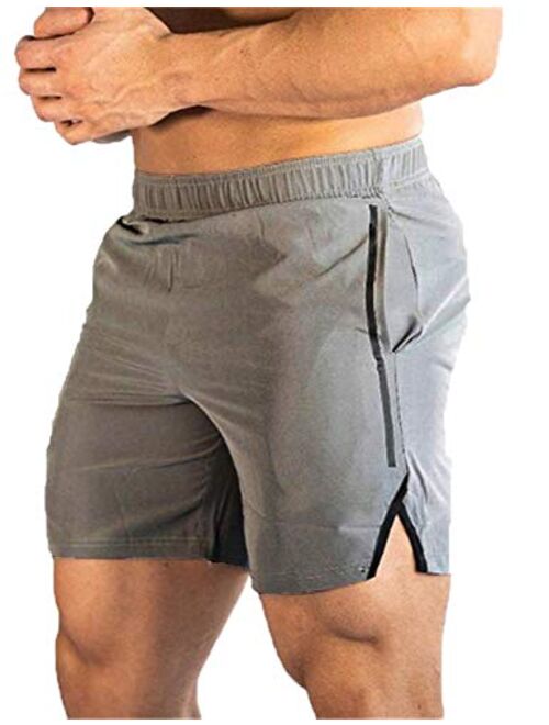 YKB Gym Men's Running Shorts Training Quick Dry Fit Athletic Workout Jogger Short Pants with Pockets