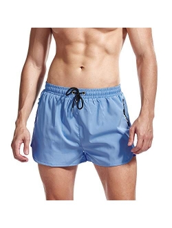 AIMPACT Mens 2 in 1 Workout Running Shorts Quick Dry Stretch Swim Trunks with Zipper Pockets