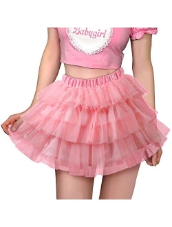 Women's Mesh Tulle Puffy Petticoat Tutu Ballet Short Ballerina Skirt