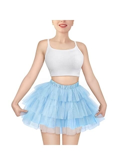 Women's Mesh Tulle Puffy Petticoat Tutu Ballet Short Ballerina Skirt