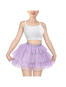 Women's Mesh Tulle Puffy Petticoat Tutu Ballet Short Ballerina Skirt