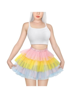 Women's Mesh Tulle Puffy Petticoat Tutu Ballet Short Ballerina Skirt