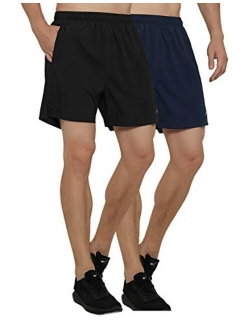 GGK Mens 5 Inch Running Shorts Lightweight Quick Dry Athletic Shorts for Workout Gym Training with Back Zipper Pockets