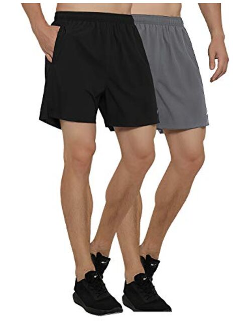 GGK Mens 5 Inch Running Shorts Lightweight Quick Dry Athletic Shorts for Workout Gym Training with Back Zipper Pockets