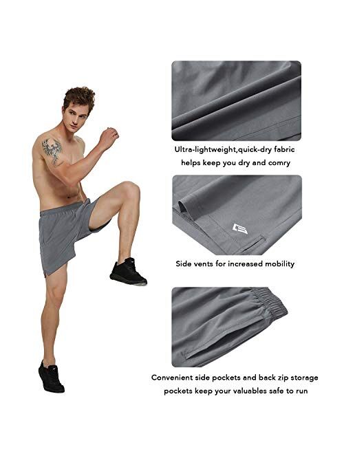 GGK Mens 5 Inch Running Shorts Lightweight Quick Dry Athletic Shorts for Workout Gym Training with Back Zipper Pockets