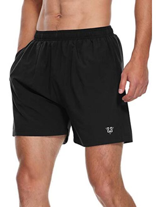 Susclude Men's Running Workout Shorts Summer Quick Dry Lightweight Athletic Sports Training Shorts with Zipper Pocket