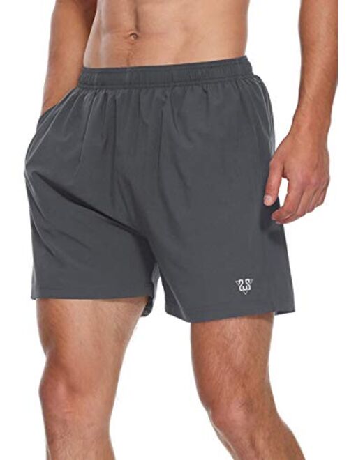 Susclude Men's Running Workout Shorts Summer Quick Dry Lightweight Athletic Sports Training Shorts with Zipper Pocket