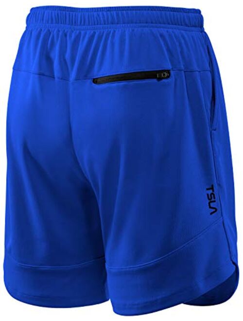 TSLA Men's 2 in 1 Active Running Shorts, Quick Dry Exercise Workout Shorts, Gym Training Athletic Shorts with Pockets