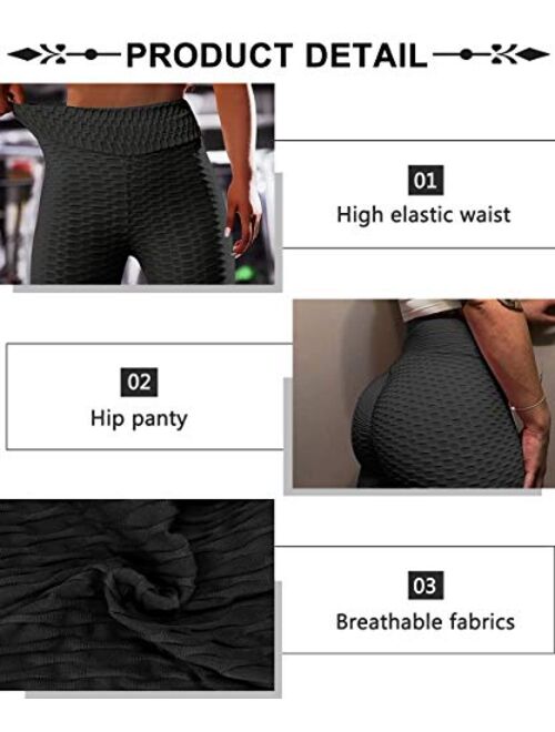 LAOTEPO Butt Lifting Anti Cellulite Sexy Leggings for Women High Waisted Yoga Pants Workout Tummy Control Sport Tights