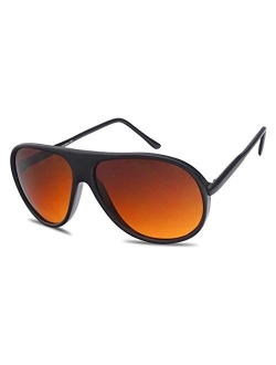 SunglassUP - Blue Blocking Oversized Bomber Aviator Sunglasses Amber Tinted Lens