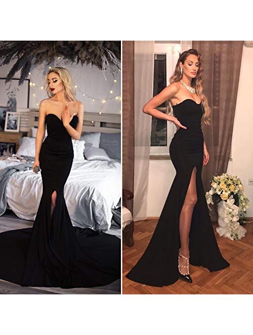 Off Shoulder Thigh High Slit Long Prom Party Dress Evening Gown