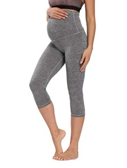 Foucome Women's Maternity Capri Leggings Over The Belly Pregnancy Active Workout Yoga Tights Pants