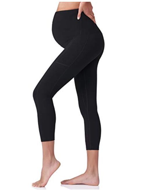 POSHDIVAH Women's Maternity Capri Leggings Over The Belly Pregnancy Workout Active Stretchy Pants with Pockets