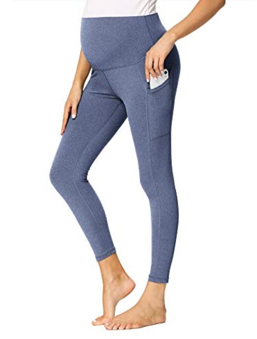 AMPOSH Women's Maternity Capri Yoga Pants High Waisted Naked Feeling Soft Workout Athletic Leggings with Pockets