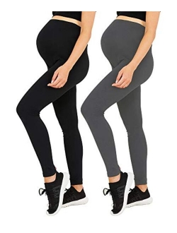 Diravo 2 Pack Womens Maternity Pregnant Leggings Casual Pants Stretchy Comfortable Thin Lounge Yoga Pants