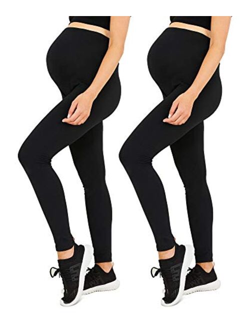 Diravo 2 Pack Womens Maternity Pregnant Leggings Casual Pants Stretchy Comfortable Thin Lounge Yoga Pants