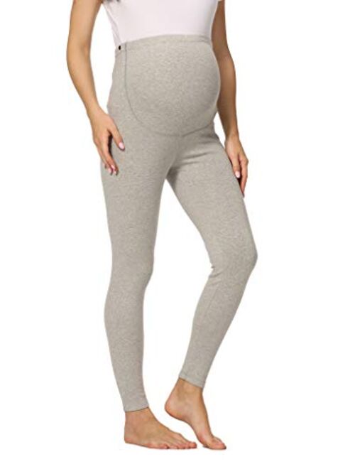 Vocni Women's Maternity Leggings Comfortable Maternity Cotton Leggings Full Ankle Length Pregnancy