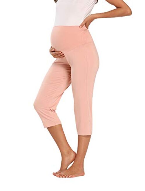 AMPOSH Women's Maternity Capri Pants Stretchy Lounge Pants Comfortable Pregnancy Shorts