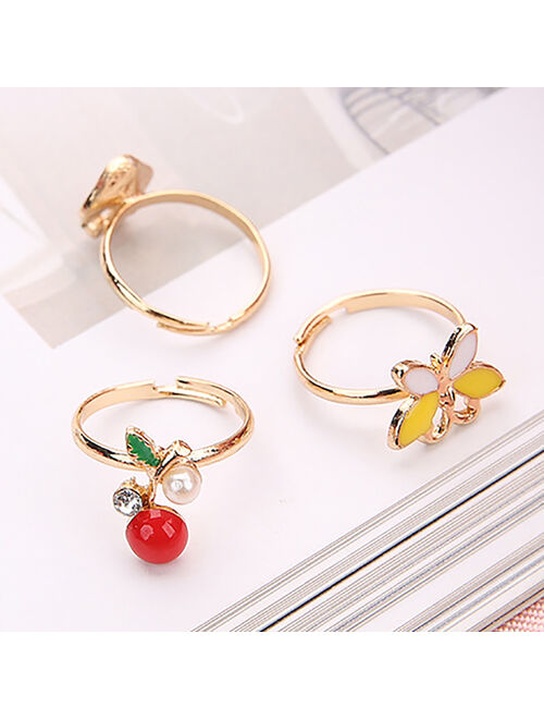 36PCS Kids Ring,Kapmore Cute Cartoon Rhinestone Adjustable Jewelry Ring Alloy Ring for Kids Girls Children