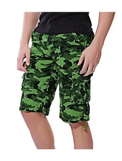 DONGD Mens Camo Cargo Shorts Relaxed Fit Outdoor Cotton Twill Cargo Shorts