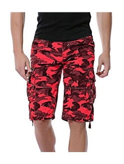 DONGD Mens Camo Cargo Shorts Relaxed Fit Outdoor Cotton Twill Cargo Shorts