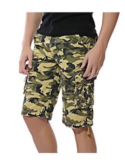 DONGD Mens Camo Cargo Shorts Relaxed Fit Outdoor Cotton Twill Cargo Shorts