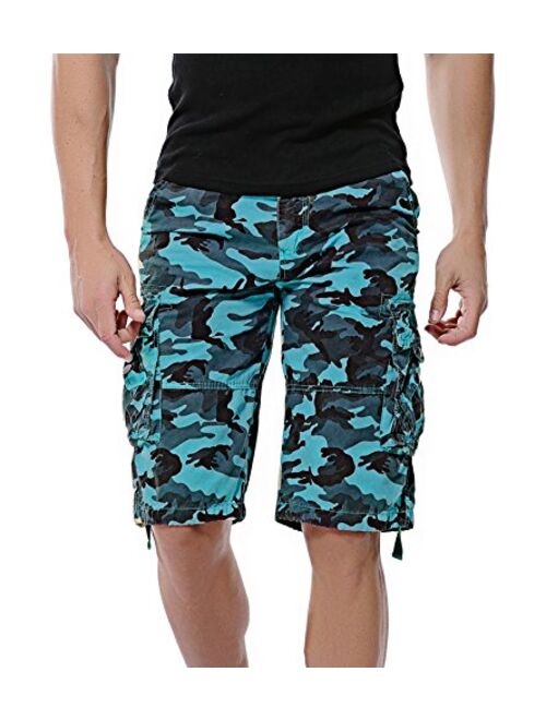 DONGD Mens Camo Cargo Shorts Relaxed Fit Outdoor Cotton Twill Cargo Shorts