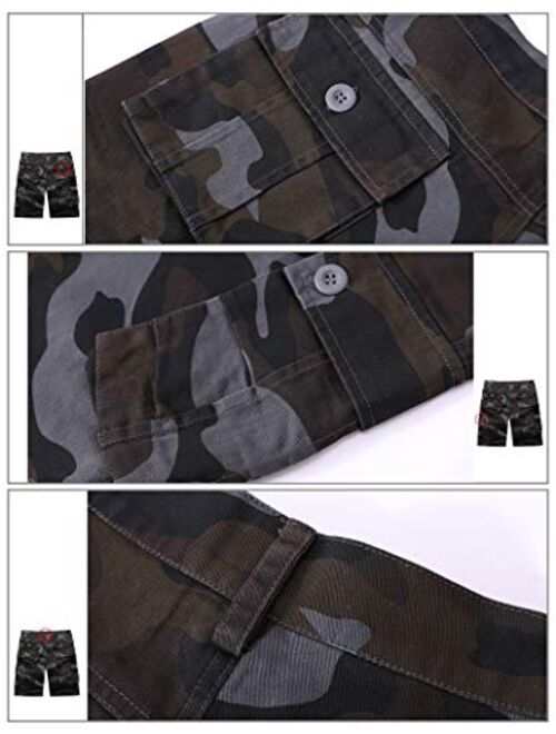 zeetoo Camo Shorts for Men Classic Relaxed Fit Cargo Short Multi-Pocket Outdoor Shorts