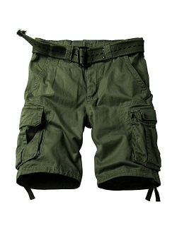 AKARMY Men's Casual Multi Pocket Outdoor Camouflage Cotton Shorts Twill Camo Cargo Shorts