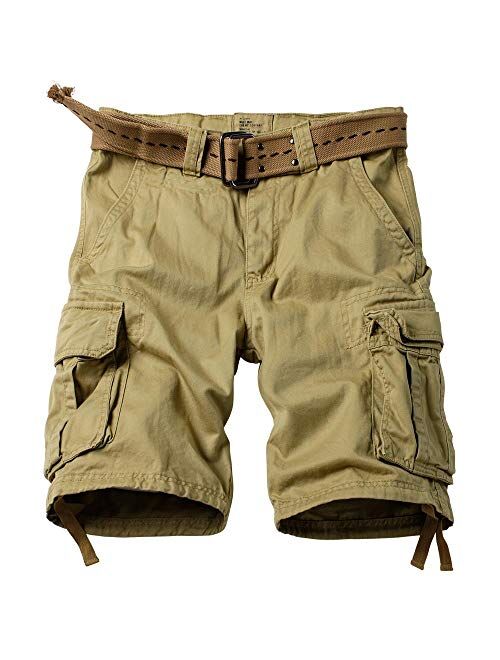 AKARMY Men's Casual Multi Pocket Outdoor Camouflage Cotton Shorts Twill Camo Cargo Shorts