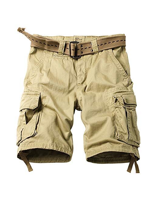 TRGPSG Men's Camo Multi-Pocket Relaxed Fit Casual Shorts, Outdoor Camouflage Cotton Twill Cargo Shorts 11" Inseam