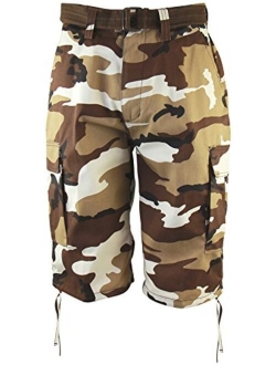 Regal Wear Mens Camouflage Cargo Shorts with Belt