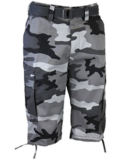 Regal Wear Mens Camouflage Cargo Shorts with Belt