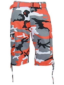 Regal Wear Mens Camouflage Cargo Shorts with Belt