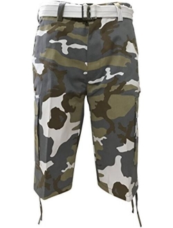 Regal Wear Mens Camouflage Cargo Shorts with Belt