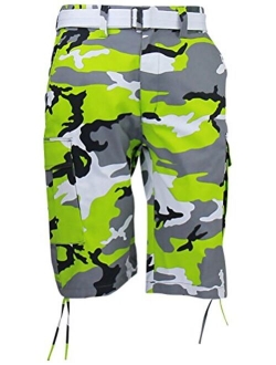 Regal Wear Mens Camouflage Cargo Shorts with Belt