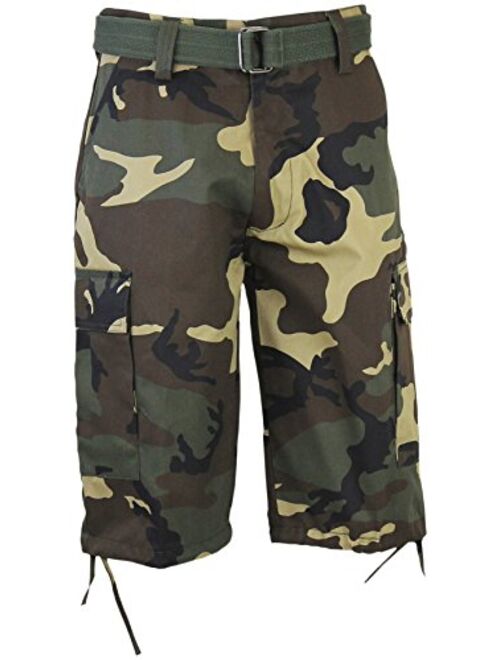 Regal Wear Mens Camouflage Cargo Shorts with Belt