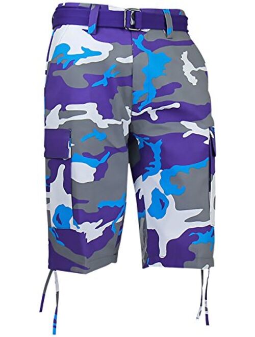 Regal Wear Mens Camouflage Cargo Shorts with Belt